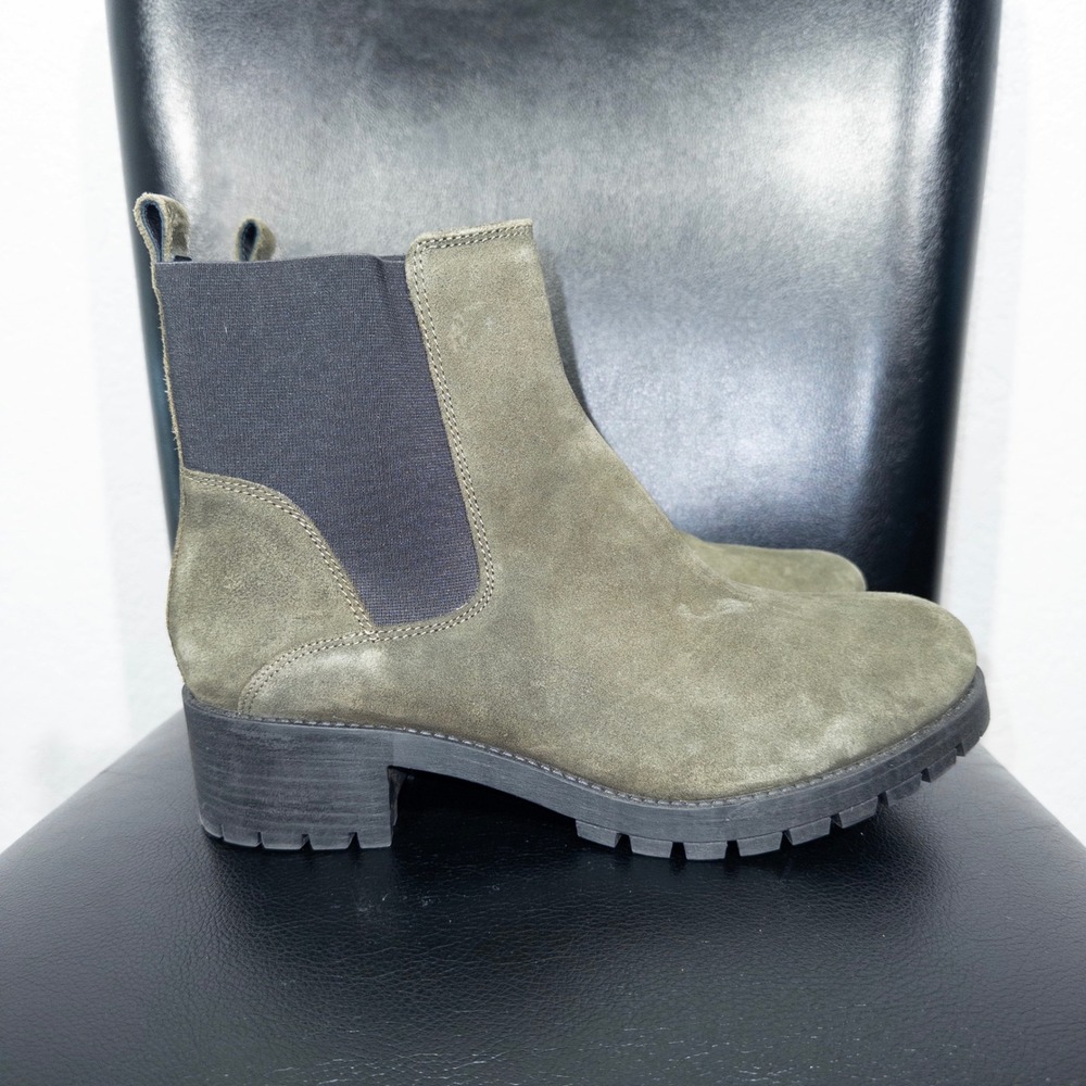 New Joie Olive Green Slip On Suede Chelsea‎ Boots Size 10